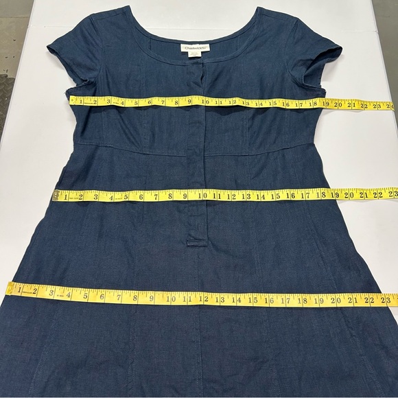 Chadwicks 100% Linen Maxi Dress Petite Size 10P Navy Lagom Minimalist Modest - Picture 6 of 7